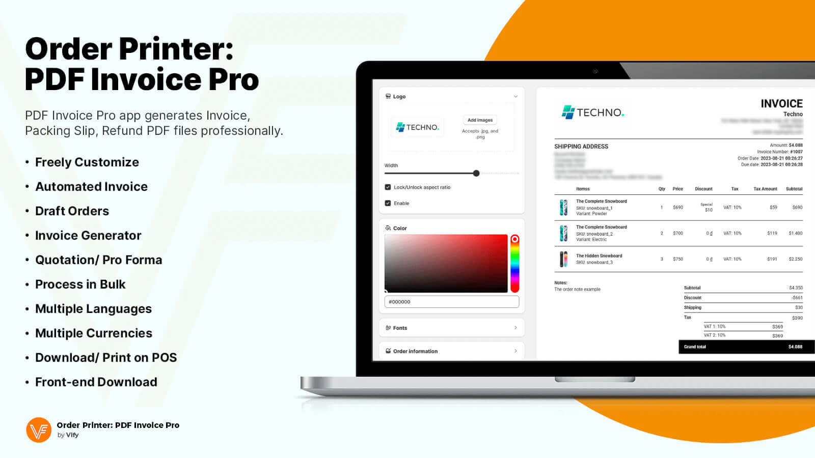 Vify Order Printer PDF Invoice